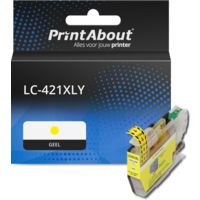 PrintAbout Huismerk vervangt Brother LC-421XLY Inktcartridge Geel Hoge capaciteit