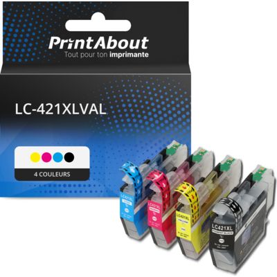 Cartouche compatible Brother LC-421XLVAL - 4 couleurs - Grande capacité - Multipack