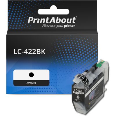PrintAbout Huismerk vervangt Brother LC-422BK Inktcartridge Zwart