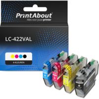 PrintAbout Huismerk vervangt Brother LC-422VAL Inktcartridge 4-kleuren Multipack