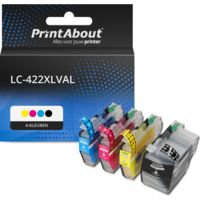 PrintAbout Huismerk vervangt Brother LC-422XLVAL Inktcartridge 4-kleuren Multipack Hoge capaciteit
