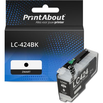 PrintAbout Huismerk vervangt Brother LC-424BK Inktcartridge Zwart