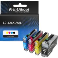 PrintAbout Huismerk vervangt Brother LC-426XLVAL Inktcartridge 4-kleuren Multipack Hoge capaciteit