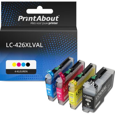 PrintAbout Huismerk vervangt Brother LC-426XLVAL Inktcartridge 4-kleuren Multipack Hoge capaciteit
