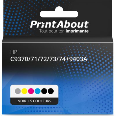 Cartouche compatible HP C9370/71/72/73/74+9403A - Noir + 5 couleurs - Multipack