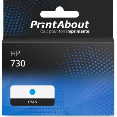 Cartouche compatible HP 730 (P2V68A) - Cyan - Grande capacité