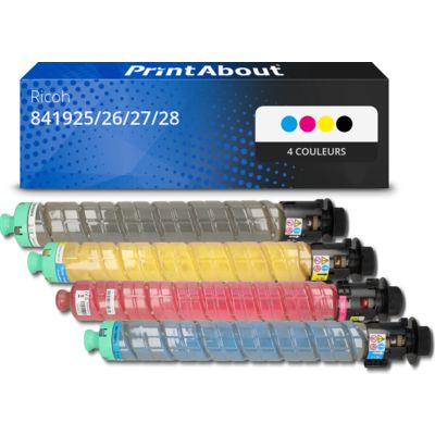 Toner compatible Ricoh 841925/26/27/28 (MP C2503) - 4 couleurs - Grande capacité - Multipack