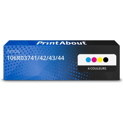 Toner compatible Xerox 106R03741/42/43/44 - 4 couleurs - Grande capacité - Multipack