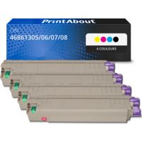 Toner compatible OKI 46861305/06/07/08 - 4 couleurs - Multipack