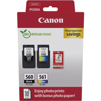Canon PG-560 + CL-561 photo value pack (PG-560 / CL-561) - Noir + 3 couleurs - Cartouche d'encre - Multipack