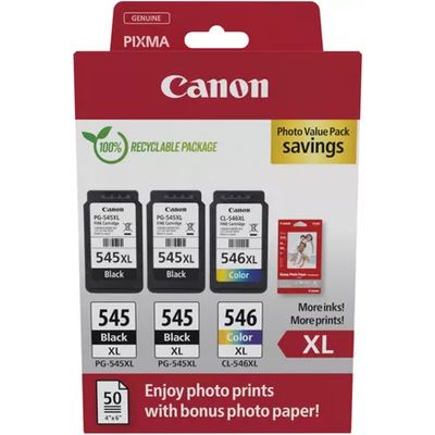 Canon PG-545XL + PG-545XL + CL-546XL photo value pack Inktcartridge Zwart + 3 kleuren Multipack