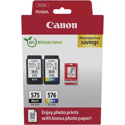 Canon PG-575 + CL-576 photo value pack Inktcartridge Zwart + 3 kleuren Multipack