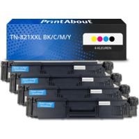 PrintAbout Huismerk vervangt Brother TN-821XXL BK/C/M/Y Toner 4-kleuren Multipack Extra hoge capaciteit