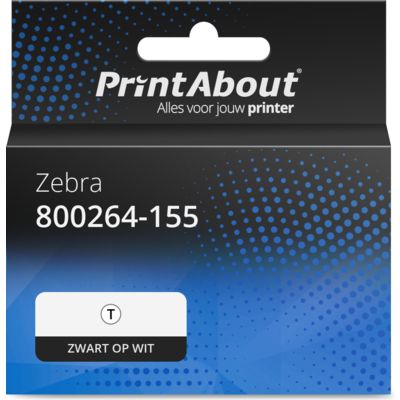 Huismerk Zebra 800264-155 Etiket Zwart op wit (102 mm x 38 mm) 12 rollen