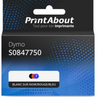 Ruban compatible Dymo S0847750 (S0721660) - (9 mm) - Blanc sur noir/rouge/bleu