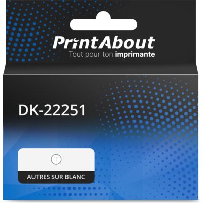 Étiquette compatible Brother DK-22251 Noir et Rouge sur blanc (62 mm)