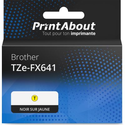 Ruban compatible Brother TZe-FX641 - (18 mm) - Noir sur jaune