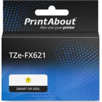 PrintAbout Huismerk vervangt Brother TZe-FX621 Tape Zwart op geel (9 mm)