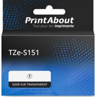 Ruban compatible Brother TZe-S151 - (24 mm x 24 mm) - Noir sur transparent