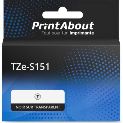 Ruban compatible Brother TZe-S151 - (24 mm x 24 mm) - Noir sur transparent