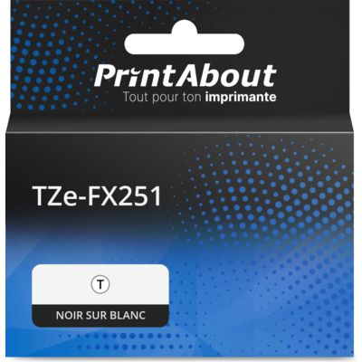 Ruban compatible Brother TZe-FX251 - (24 mm x 24 mm) - Noir sur blanc