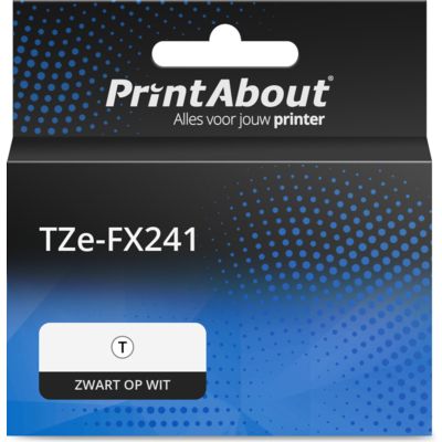 PrintAbout Huismerk vervangt Brother TZe-FX241 Tape Zwart op wit (18 mm)