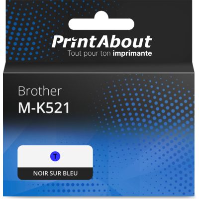 Ruban compatible Brother M-K521 - (9 mm) - Noir sur bleu