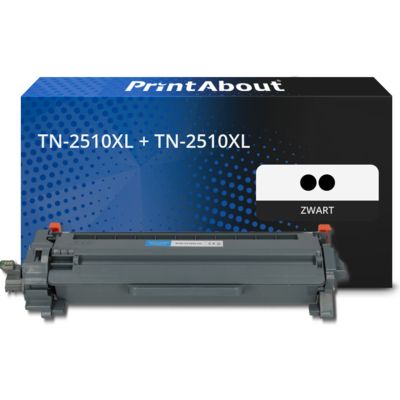 PrintAbout Huismerk vervangt Brother TN-2510XL + TN-2510XL Toner Zwart Multipack Hoge capaciteit