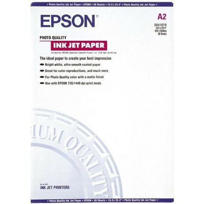 Epson S041079 photo quality inkjet paper (102 gram) A2 - (30 feuilles) - Papier photo
