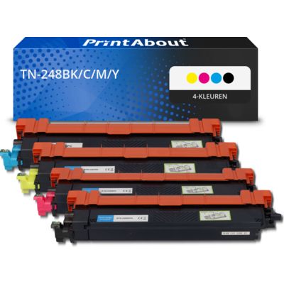 PrintAbout Huismerk vervangt Brother TN-248BK/C/M/Y Toner 4-kleuren Multipack