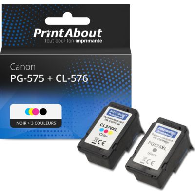 Cartouche compatible Canon PG-575 + CL-576 - Noir + 3 couleurs - Multipack