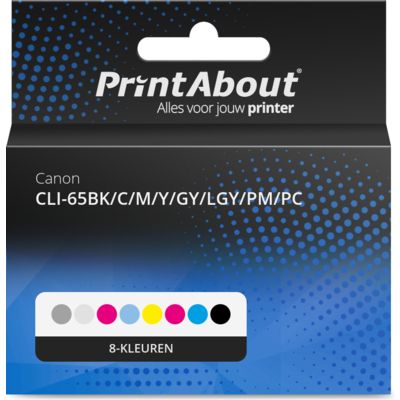 Huismerk Canon CLI-65BK/C/M/Y/GY/LGY/PM/PC Inktcartridge 8-kleuren Multipack