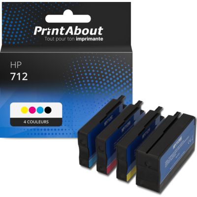 Cartouche compatible HP 712 (3ED67/68/69/70A) - 4 couleurs - Multipack