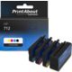 Cartouche compatible HP 712 (3ED67/68/69/70A) - 4 couleurs - Multipack