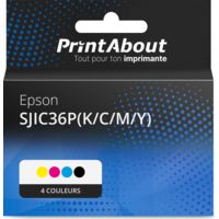 Cartouche compatible Epson SJIC36P(K/C/M/Y) - 4 couleurs - Multipack
