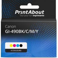 Cartouche compatible Canon GI-490BK/C/M/Y - 4 couleurs - Multipack