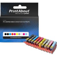 Huismerk Canon PFI-300PBK/MBK/C/R/M/Y/GY/CO/PM/PC Inktcartridge 10-kleuren Multipack