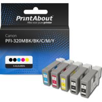 Huismerk Canon PFI-320MBK/BK/C/M/Y Inktcartridge 5-kleuren Multipack