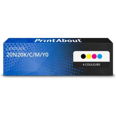 Toner compatible Lexmark 20N20K/C/M/Y0 - 4 couleurs - Multipack