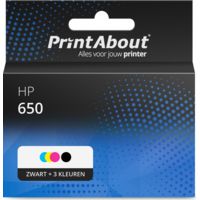 Huismerk HP 650 (CZ101/02AE) Inktcartridge Zwart + 3 kleuren Multipack