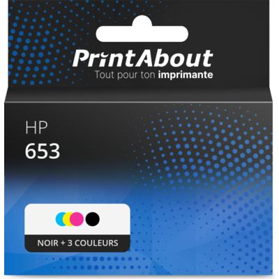 Cartouche compatible HP 653 (3YM74/75AE) - Noir + 3 couleurs - Multipack