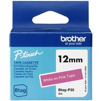 Brother Btag-P35 - Blanc sur rose - Ruban