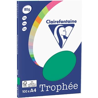 Clairefontaine Vert Pin A4 Papier couleur 80 g/m² (100 feuilles)