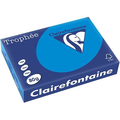 Clairefontaine Caribbean blauw 80 grams A4 (500 vel) Gekleurd papier