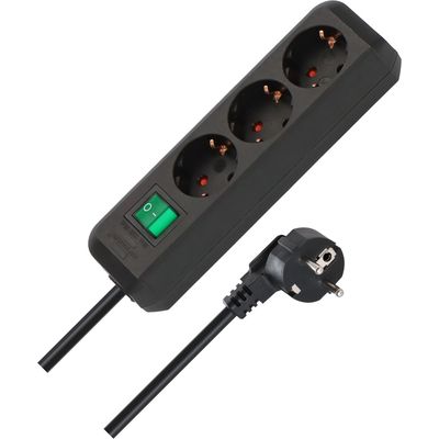 Brennenstuhl Eco-Line avec interrupteur triple noir 1,5 m Bloc d'alimentation