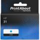Cartouche compatible HP 31 (1VU26AE) - Cyan