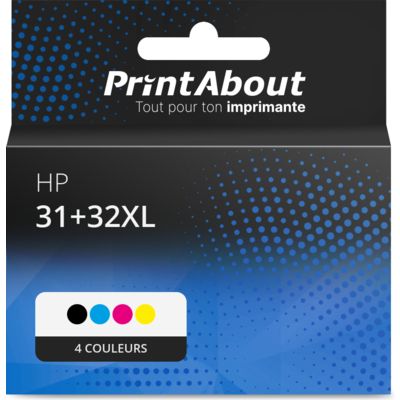 Cartouche compatible HP 31+32XL (1VU24/26/27/28AE) - 4 couleurs - Multipack