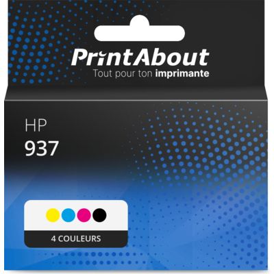 Cartouche compatible HP 937 (4S6W/2/3/4/5NE) - 4 couleurs - Très grande capacité - Multipack