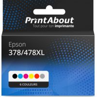Cartouche compatible Epson 378/478XL (C13T379D4010) - 6 couleurs - Grande capacité - Multipack