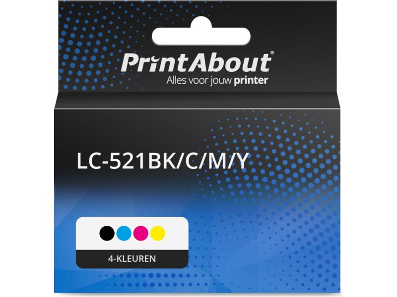 PrintAbout Huismerk Inktcartridge Lc-521BK/C/M/Y 4-kleuren Multipack Geschikt Voor Brother